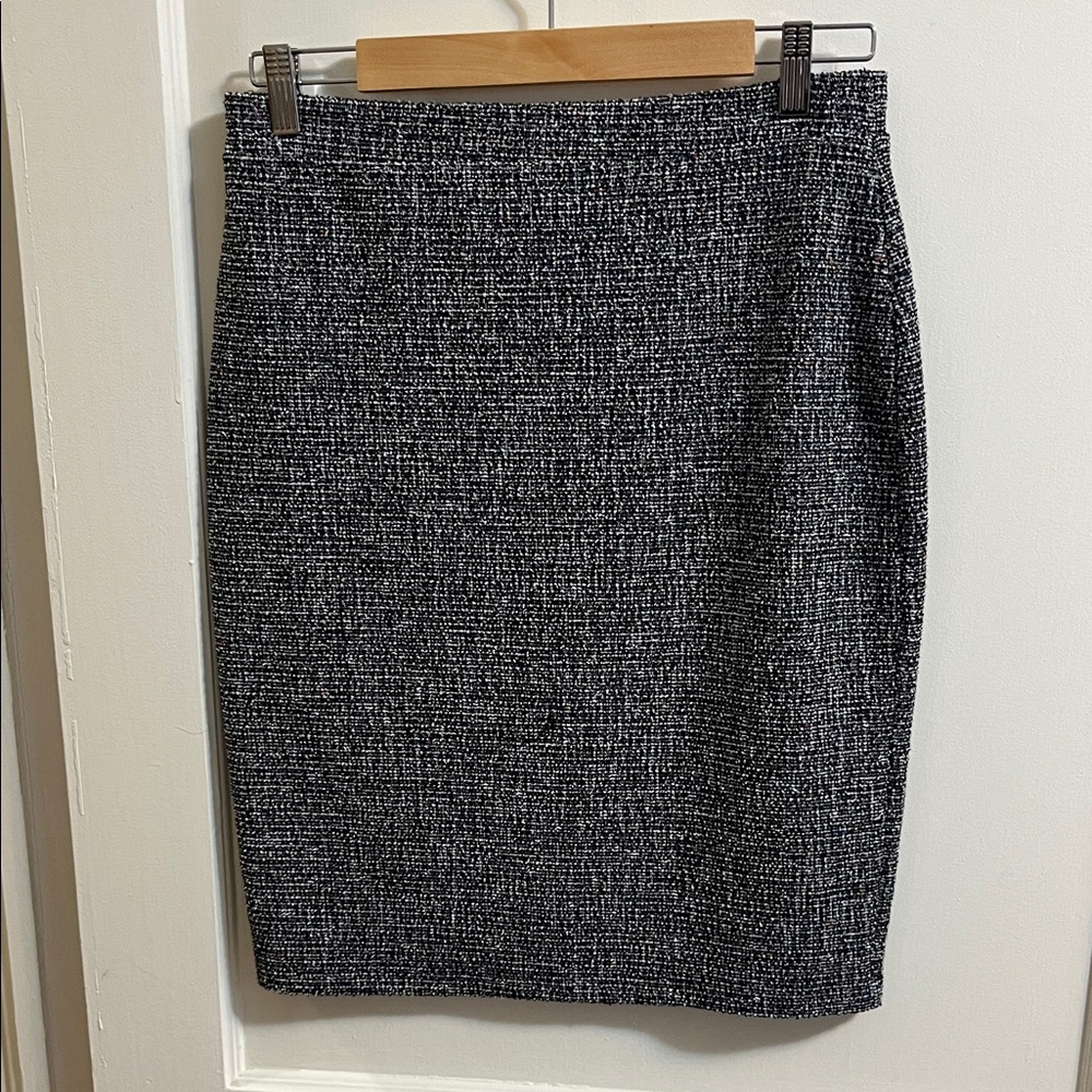 Leota Black and White Tweed Pencil Skirt